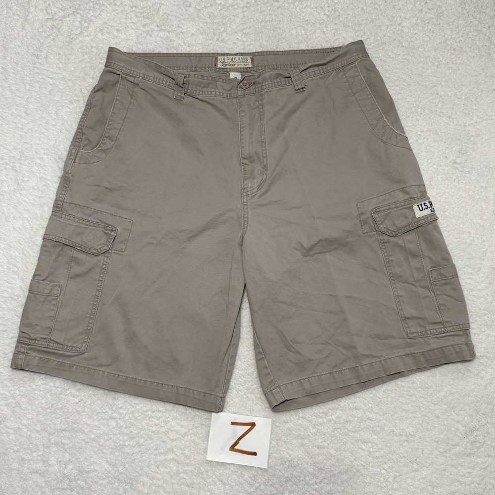 Vintage US Polo Assn Shorts Mens 40 Baggy Cargo Chino Y2K Khaki Beige